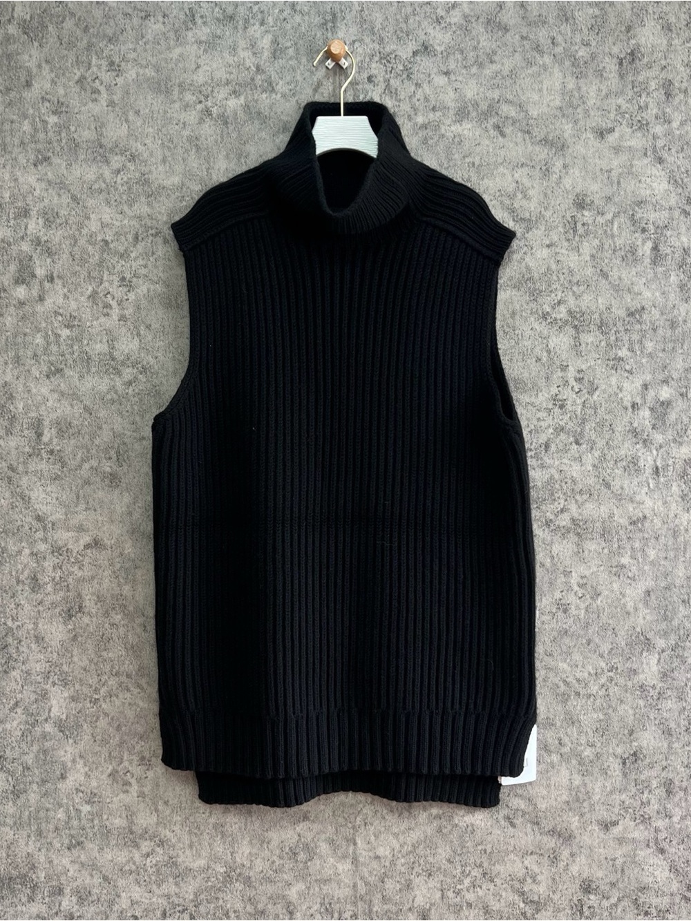 Celine Black Sleeveless Turtleneck Ribbed Sweater